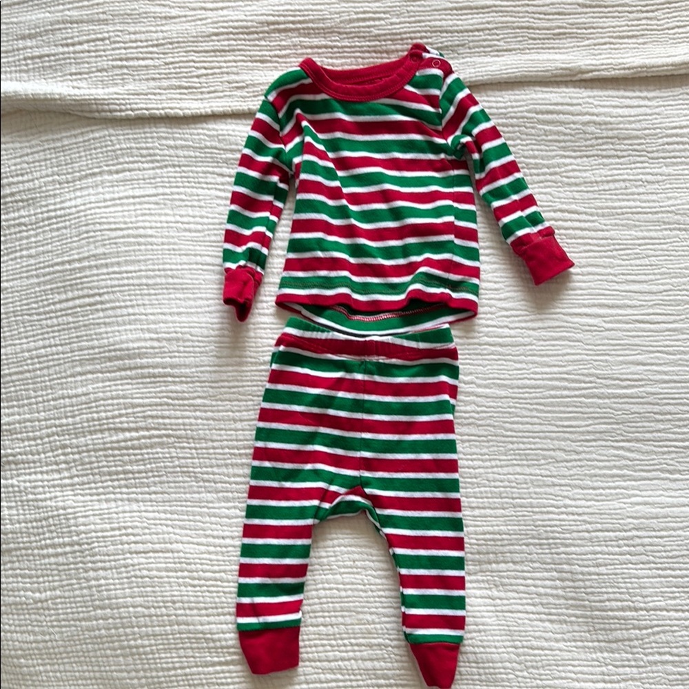 Striped Red and Green Baby Pajama Set
